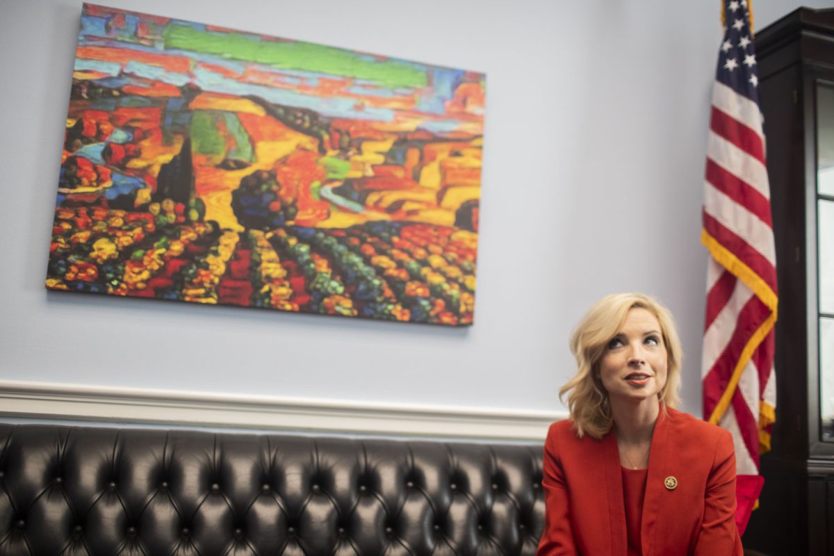 U.S. Rep. Ashley Hinson, R-Iowa speaks with The Daily Iowan on Wednesday, April 8, 2025. Hinson spoke about the House budget reconciliation bill and DOGE efficiency.